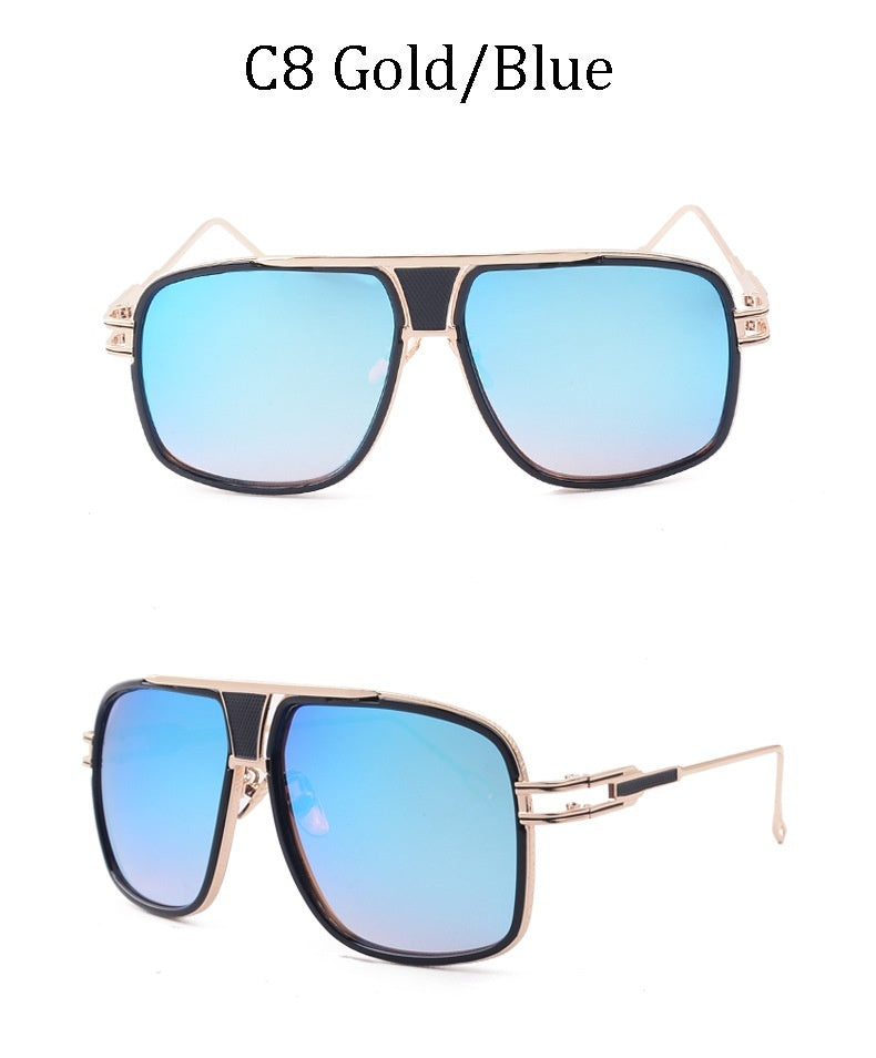 Men's Women's Sunglasses Fashion Vintage With Large Rims Metal Gradient