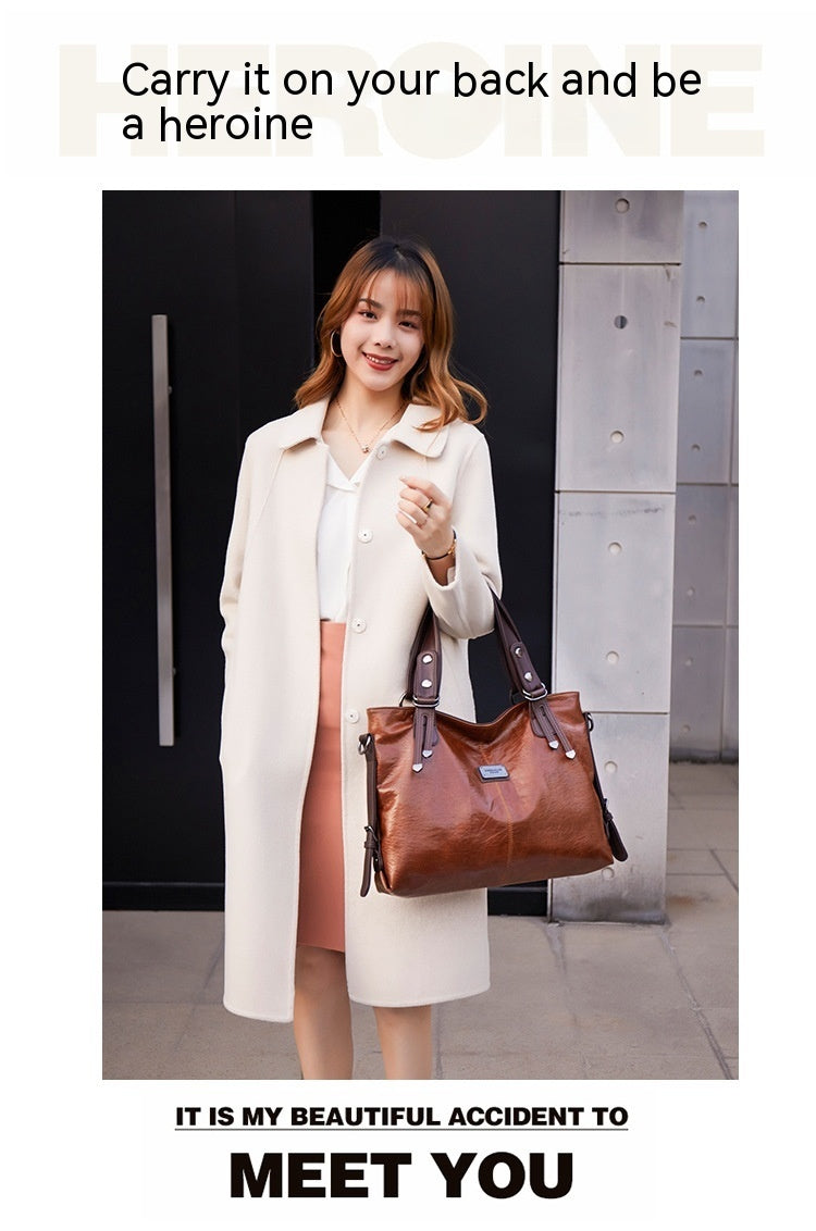 Retro Fashion Tote Casual Soft Leather Shoulder Crossbody Large Capacity Women's Bag