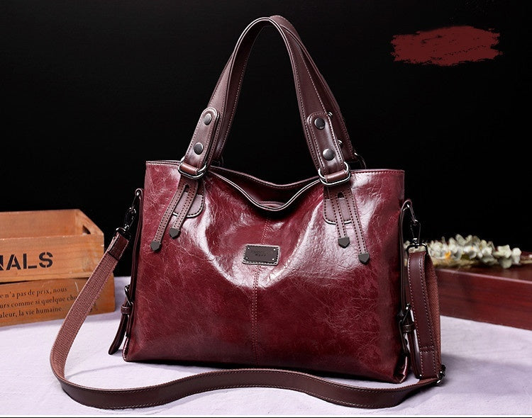 Retro Fashion Tote Casual Soft Leather Shoulder Crossbody Large Capacity Women's Bag