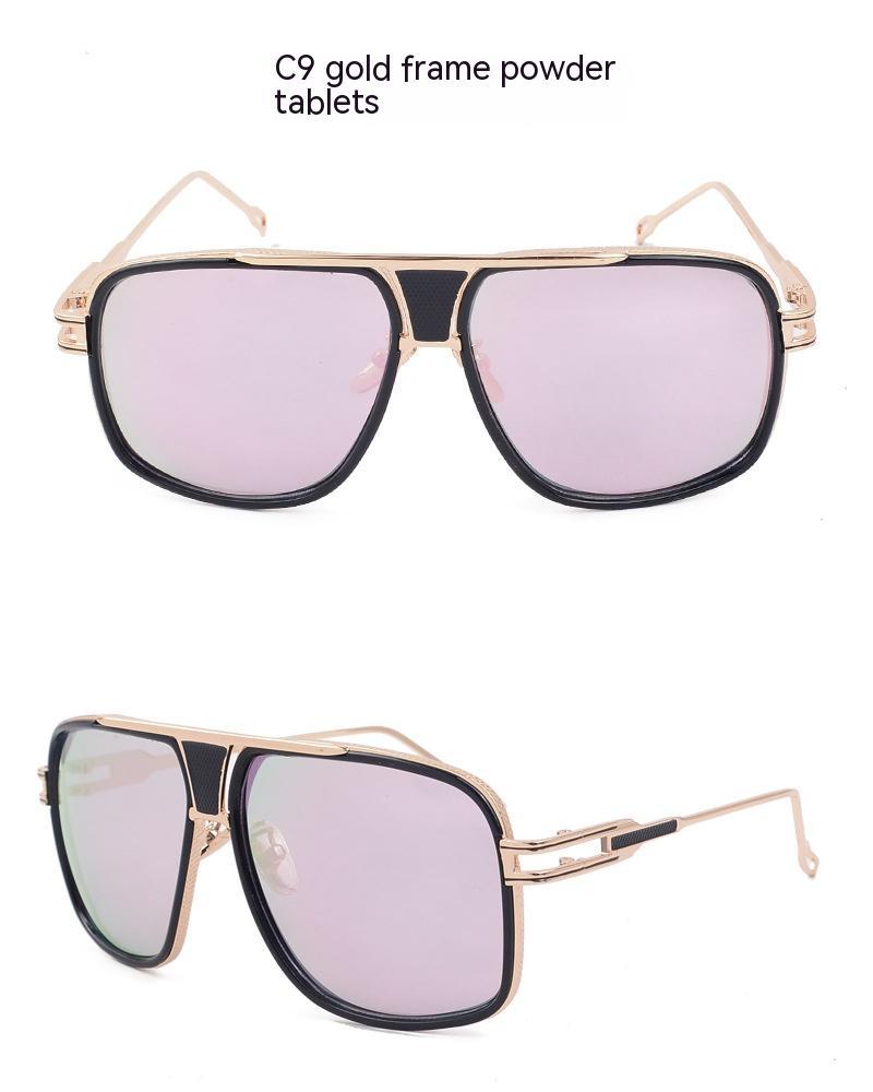 Men's Women's Sunglasses Fashion Vintage With Large Rims Metal Gradient