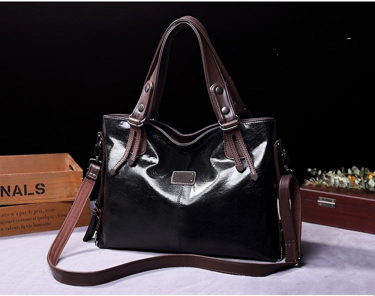Retro Fashion Tote Casual Soft Leather Shoulder Crossbody Large Capacity Women's Bag