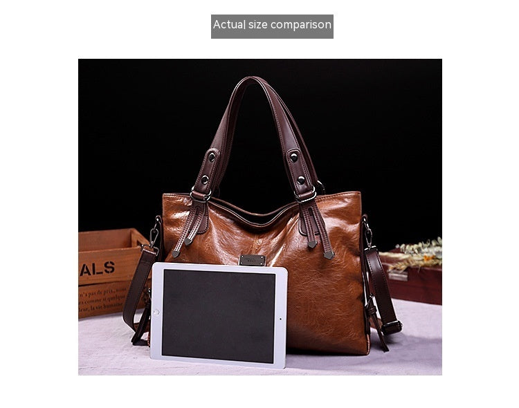 Retro Fashion Tote Casual Soft Leather Shoulder Crossbody Large Capacity Women's Bag